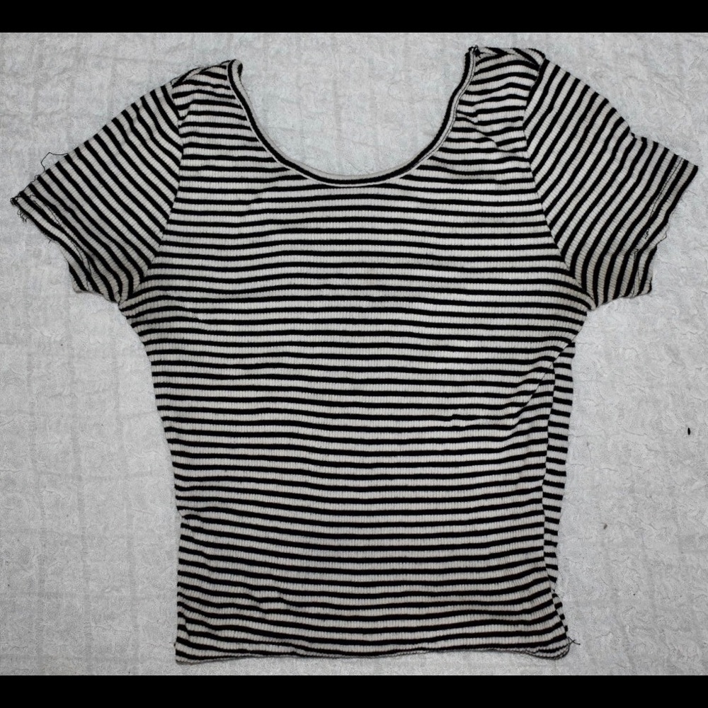 Black & White Stripe Crop Top